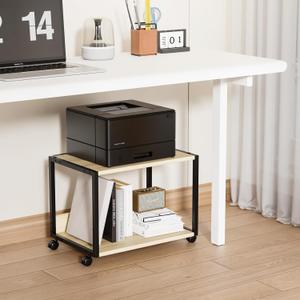 VINGLI 2 Tier Rolling Printer Stand with Storage, Desktop Printer Shelf for Home/Office Organizer, Heavy Duty Cart with Wheels Under Desk, Combinable Printer Table for Fax Machine Copier Scanner (Oak) VINGLI 2 Tier Rolling Printer Stand with Storage, Desktop Printer Shelf for Home/Office Organizer, Heavy Duty Cart with Wheels Under Desk, Combinable Printer Table for Fax Machine Copier Scanner (Oak)