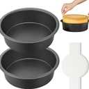 HONGBAKE 8 Inch Round Cake Pan Set for Baking with 60 Pieces Parchment Paper, Nonstick Deeper Circle Cake Pans Set of 2, Layer Cake Tin, Cheesecake Mold, Huty Duty - Grey