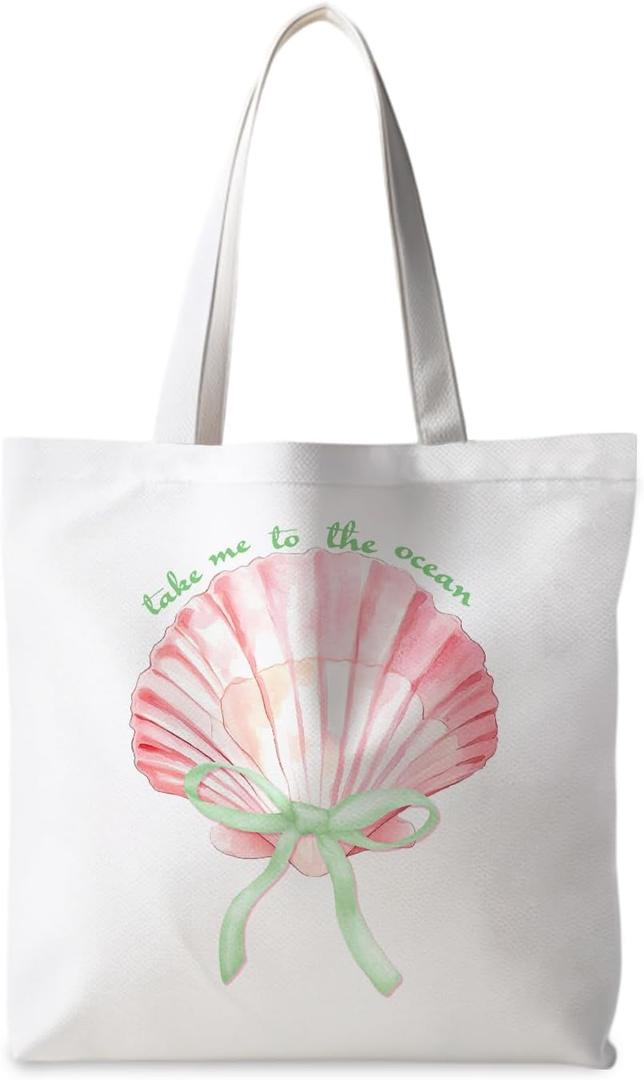 Beach Ocean Tote Bags, Summer Gifts for Women, Summer Preppy Seashell Shopping Bags, Beach Ocean Room Decor