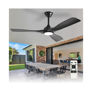 Depuley 52-Inch Ceiling Fan with Light: Black 3 Blade Outdoor Fans for Patios - Dimmable Indoor Fan with Remote Control Living Room Fandelier Ceiling Fans Ultra Quiet DC Motor Reversible 6 Speed Timer