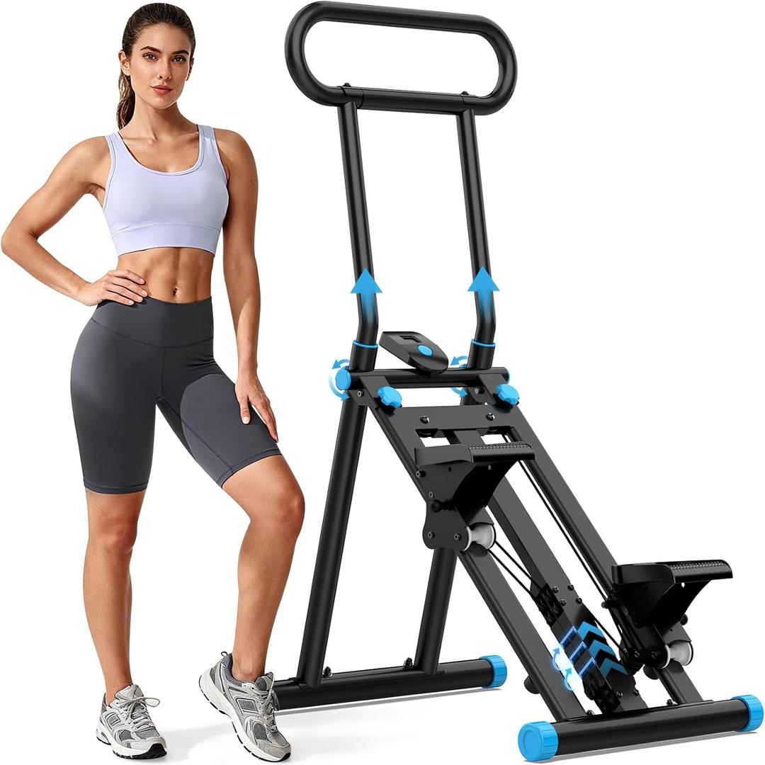 HXD-ERGO Stair Stepper, Upgrade 6-Level Resistance Stair Master with Adjustable Handlebar, Folding Stair Climber Workout Machine
