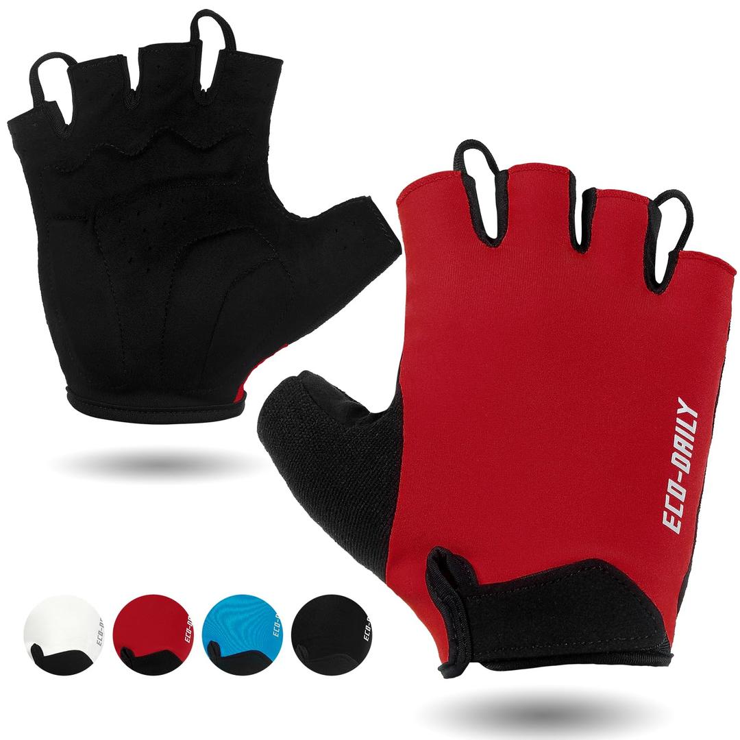 Eco-daily Cycling Gloves for Men Women Padded Mountain Bike Gloves Lightweight Half Finger Gloves Anti-Slip Shock-Absorbing for MTB Road Biking Fitness