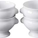 Cinf Ceramic 16 oz Set of 4 Lion Head Porcelain Soup Bowls White Christmas Gifts Microwave Safe Soup and Fruit Home Kitchen