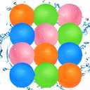 12 Pcs Reusable Water Balloons, Refillable Water Bomb Splash Balls Quick Fill Self Sealing, Summer Water Toy for Outdoor Activities