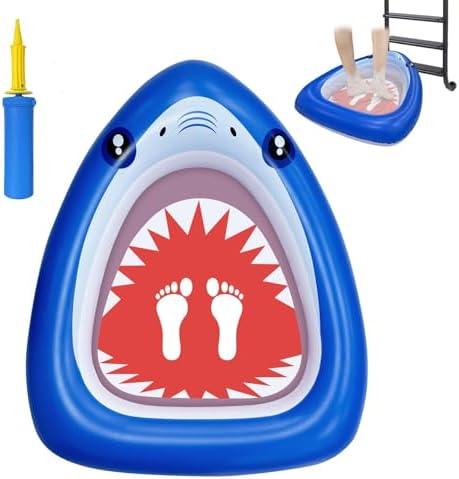 Nattork Inflatable Foot Bath Basin for Pool Entry, Foldable Foot Wash Tub for Above Ground Swimming Pools, Hot Tubs, and Outdoor Spas, Lightweight Foot Cleaning Basin for Pool Ladder Hygiene Shark, Pack Of 2 