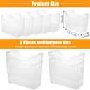 Qunclay 6 Plastic Freezer Organizer Bins with Wheel Set Clear Tall Narrow Kitchen Pantry Organizer Snack Storage Containers for Office Refrigerator(10 x 13.3 x 5.5 Inches)