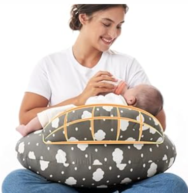 Momcozy Original Nursing Pillow for Breastfeeding-Pioneering Safety Fence- Wider Feeding Pillows for More Support for Mom & Baby- Easier Nursing & Hand Free- Fit for All, Removable Cotton Cover (Pink)