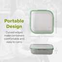 MyGo Container Small To-Go 3-Compartment Food Containers, Pack Of 3, 8" x 8" x 2-1/2", Reusable, Microwave Safe, NSF Certified, Smoke/Green