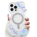 LSL Designed for iPhone 16 Pro Case [Drop Protection/Compatible with Magsafe] Cute Flower Magnetic Phone Case for Women Girly TPU Bumper Floral Cover Purple