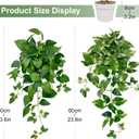 Artificial Hanging Plants with White Pots 2 Pack Fake Pothos Potted Plants Faux Ivy Vines 23.6, Realistic Greenery Hanging Fakeplants Indoor for Home Decor, Bedroom, Bathroom, Office, Living Room