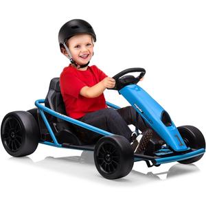 GarveeLife 24V 9Ah Kids Ride On Go Kart Toy, High Speed 8.1MPH Drifting Car With Powerful Motors, Large Seat, Slow Start Function, High/Low Speed, Music, Max Load 155lbs Racing Toy for Kids 8+Years, Blue (Classic)