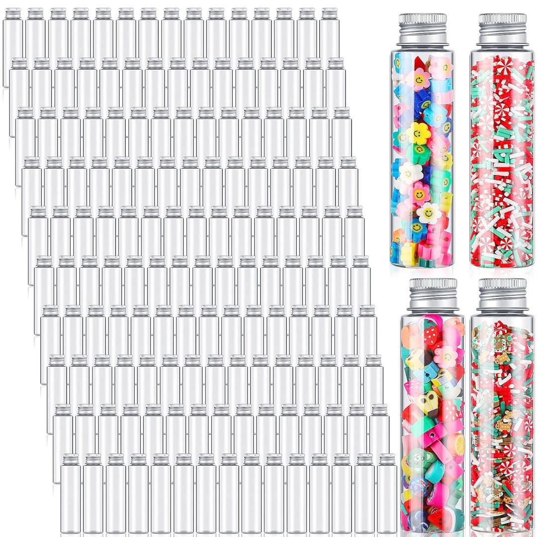 Tioncy 150 Pcs 50 ml Clear Plastic Test Tubes Gumball Tubes Plastic Vials with Caps Storage Containers for Plants, Beads Candy Powders Spices Storage Scientific Experiments Interest Cultivation