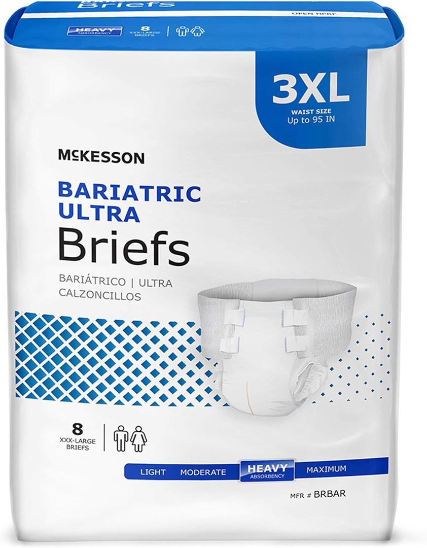 McKesson Ultra Bariatric Brief 3XL, BRBAR, Heavy Absorbency, 8 Ct