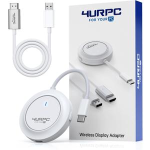 Wireless USB C Transmitter and HDMI Receiver, 2.4G/5G Wireless USB-C to HDMI Extender 98FT/30M,1080P Wireless Display Adapter Stream Video/Audio to TV/Monitor/Projector from Laptop, iPad, Phone, Mac mini