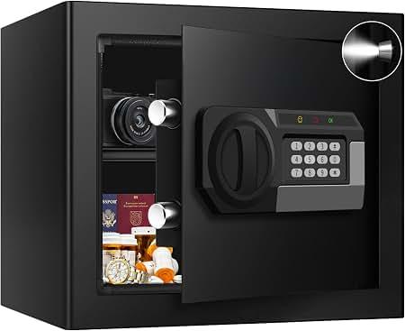 1.8 Cuft Small Fireproof Safe for Home Use, Safe Box Fireproof Waterproof with Programmable Keypad, Spare Keys and Removable Shelf, Digital Home Security Safety Box for Money Documents Medicines