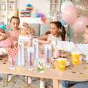 Jingmore 50 Sets Silly Goose Bow Disposable Cups for Baby Shower with Lids and Straws Plastic 12 oz Cute Bowknot Goose Cold Beverage Drinking Cups for Birthday Party Decorations Supplies (Pink)