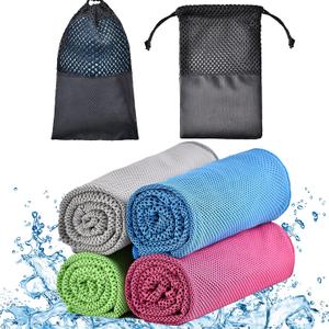 2 x Cooling Towels - 4 Pack Cooling Towel(40"x12"), Cooling Towels for Neck and Face, Microfiber Soft Breathable Cooling Towel for Hot Weather (Bule/Green/Red/Gray)
