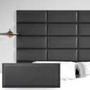 Art3d Peel and Stick Black King Headboard, 12-Pack Upholstered Headboard for Queen, Full-Size Bed, Padded Wall Panel