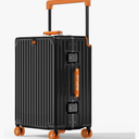 Aluminium Frame Carry on Luggage with Smooth Jelly Wheels, Hardside Zipperless Rolling Suitcase with TSA Lock (Black, 21-Inch)