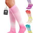 FITRELL 4 Pairs Compression Socks for Women & Men, 15-20mmHg Circulation Support for Athletic Travel Daily Wear (Large-X-Large, Blue+orange+pink+purple)