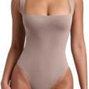 REORIA Butsmooth Womens Sexy Sleeveless Square Neck Double Lined Basic Bodysuit Tank Tops (Black), Size S