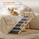 HOOBRO Dog Ramp for Bed, 47.2" Long Foldable Pet Ramp with Non-Slip Mat and Side Rails, Wooden Dog Ramp for High Beds, Couch and Car, 5 Height Adjustable from 15.6" to 25.2", Natural, NB42PT03