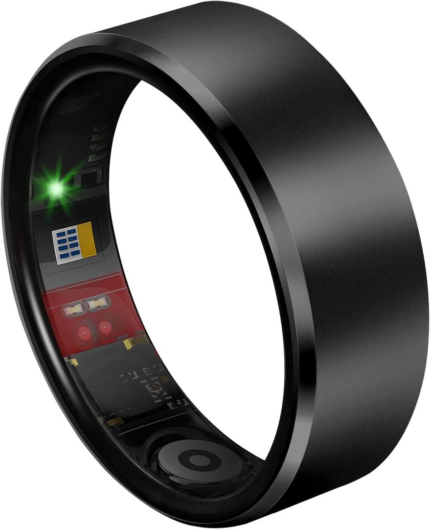 Smart Health Ring for Women Men Fitness Tracker with Heart Rate, Blood Oxygen, Blood Pressure, Sleep Monitoring, Step Counting, Graphite, 12