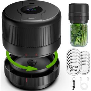Mason Jar Vacuum Sealer Kit, Electric Sealer for Wide, Regular Mouth Mason Jars, Portable Vacuum Sealer for Jars, Birthday Gifts for Her, Gifts for Mom, Grandma (Black)