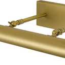 Brass Picture Lights for Wall, 18" Linear Picture Light Hardwired, 3-Light Brush Gold Art Light, Warm White 2700k Dimmable Picture Lamp, 270° Picture Frame Light for Bathroom, Living Room, Hallway, 18"-3 Bulb