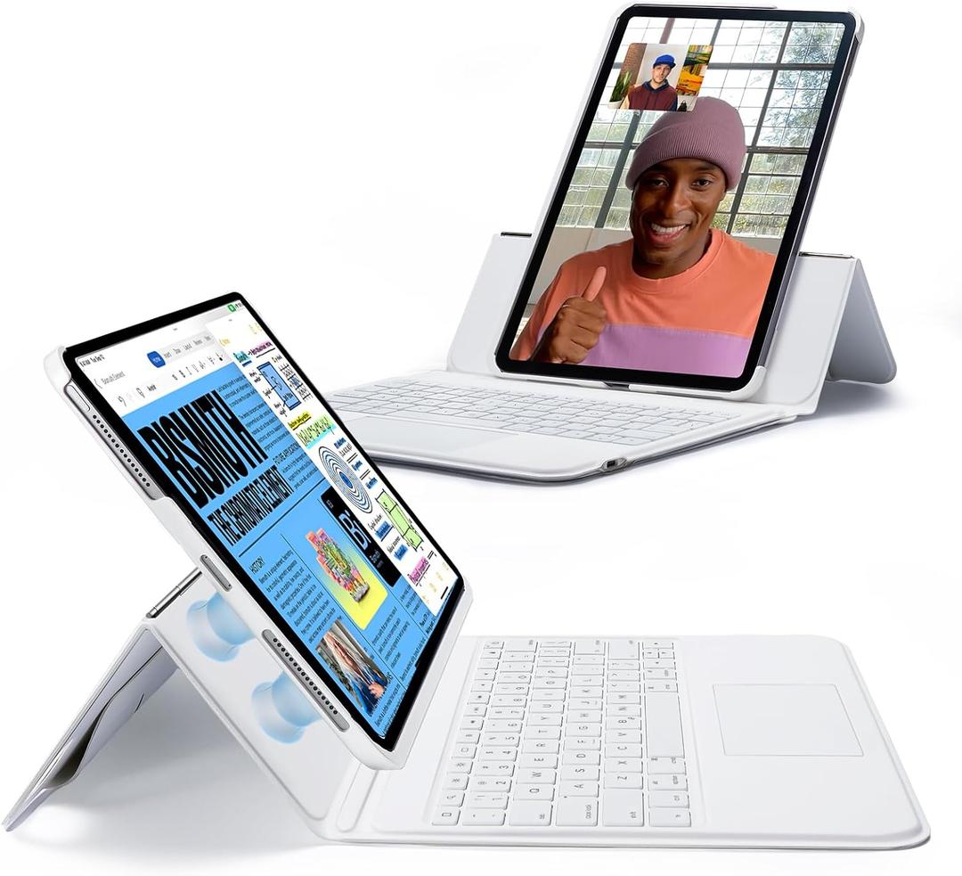 ESR Ascend Keyboard Case, iPad Case with Keyboard Compatible with iPad Pro 12.9 (2022/2021/2020/2018), Magnetic Detachable Case, Fully Adjustable Portrait/Landscape Stand, White