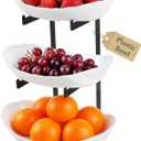 3 Tier Fruit Bowl for Kitchen Counter - Tiered White Fruit Stand, Easy to Assemble & Clean, Sturdy Plastic Fruit Storage Container for Fruits, Vegetables, Snacks, Elegant Serving Bowl for Home & Party