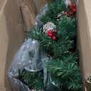Christmas Tree 30 inch Prelit 3 Set Pathway Porch Christmas Trees Pre-Light LED Battery Operated Outdoor Xmas Decor for Entrance Driveway, Yard, Garden, Red Berries, Pine Cones