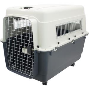 SportPet Designs Plastic Kennels Rolling Plastic Wire Door Travel Dog Crate, XXL (Cream/Gray)