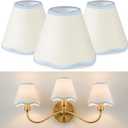VIHOSE Set of 3 2.9" Top x 5.9" Bottom x 5.1" Height Lamp Shade with Petal Edge Set of 3 Chandelier Shades Fabric Scalloped Lampshade for Floor Wall Lamps Table Living Room Bedroom (Blue Edge)