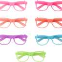 8Pack Glow in the Dark Party Glasses Frames Neon Color Eyeglasses Accessories for Photobooth Birthday Carnival