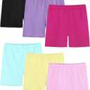 6 Pack Girls Shorts Bike Shorts Toddler Biker Cartwheel Multi-Color Dance Under Dress Girls Clothes, 3-4T