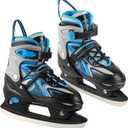 Adjustable Ice Skates for Kids Boys & Girls, 4 Sizes Adjustable, Warm & Comfortable Lining for Beginners-Ages 3-12, Outdoor & Ice Rink Skating Shoes (Large (5-8 US), Blue)