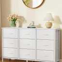 SONGMICS BELLAH Collection - Dresser for Bedroom, TV Stand for TVs Up to 55 Inches, Chest of Drawers for Living Room, Closet, Steel, 9 Drawers, Modern, Cloud White ULGS033WH02S, 11.8"D x 44.8"W x 26.8"H