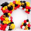 ALL-IN-1 Red Black Yellow Balloon Arch Kit with BONUS Gold Stars for Cartoon Birthday Party Decorations - Different size Balloons in Red Yellow and Black color for Birthday Decorations