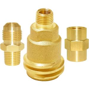 Joywayus Solid Brass QCC1 Nut Propane Gas Fitting with 1/4" NPT Male Pipe Thread, 1/4" NPT Female Coupler, 1/4" NPT Male x 3/8" Flare Male Adapter Kit