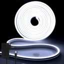iNextStation White LED Neon Rope Light, 12V 16.4ft 5m Dimmable LED Strip Light Waterproof Flex Silicone DIY Neon Sign for Bedroom Indoor Home Decor