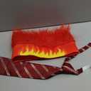 2 Pcs Halloween Fire Costume Included Hairy Headband Flame Wig Textured Tie for Men Women Cosplay Party Supplies