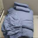 Bedsure Queen Comforter Set Slate Blue - Bed in a Bag Queen Size Bedding 7 Pieces, GentleSoft Pintuck Bed Set Gift for Family, Pinch Pleat All Season Comforter with Sheets, Pillowcases & Shams