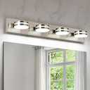 Bicrink Brushed Nickel Vanity Lights for Bathroom, 4-Light Bathroom Light Fixtures Over Mirror, LED Dimmable Bath Lighting Fixture, Modern Wall Mounted Lighting Fixture