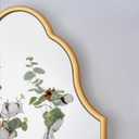 Chende Gold Bathroom Mirror with Wooden Frame, 36"X24" Arched Mirror for Living Room Decor, Modern Scalloped Mirror for Entryway, Dining Room, Bedroom