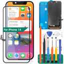 SRJTEK Incell for iPhone 14 LCD Screen Replacement A2882, A2649, A2881, A2884, A2883 Full HD Display and 3D Touch Digitizer Assembly Repair Kits (Black,Smaller Display Area)