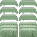 VitalCozy 12 Pcs Green Plastic Table Skirts and Anti Proof Table Cloths 54 x 108 Inch Rectangle Tablecloths 168 x 29 Inch Disposable Tableskirt for Baby Shower Wedding Birthday Christmas Party Decor