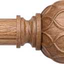 Wood Curtain Rods 36-91 Inch, Boho Decorative 1 Inch Vintage Curtain Rod for Farmhouse Window, Adjustable Heavy Duty Antique Rustic Window Treatment Rods, Imitation Wood Grain Finish