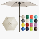 Ayge 7.5FT Large Outdoor Patio Umbrella Market Table Umbrella-UV Resistant, Easy Push Button Tilt and Crank, 6 Sturdy Fiberglass Ribs Heavy-Duty Pool Umbrella for Deck, Backyard,Garden, Yard White