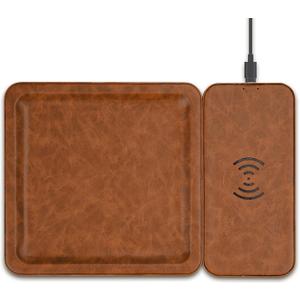 Gifts for Men Dad Husband from Daughter Son Wife, PU Leather Wireless Charging Station and Valet Tray, Present Stocking Stuffers, Boyfriend Valentines Day Birthday Gifts for Him